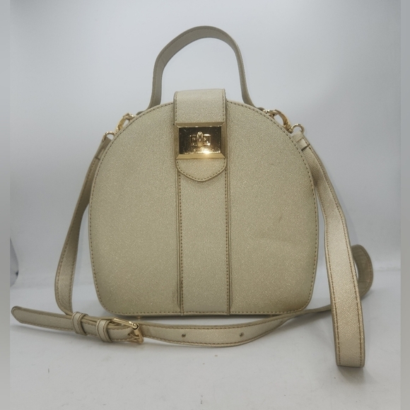 Snob Essentials Vintage Round Treasure Crossbody Gold Handbag - Picture 14 of 15